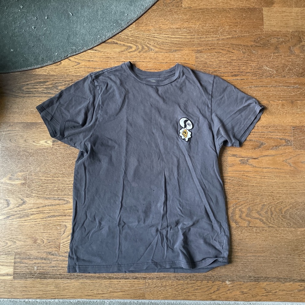 Grey vans shirt with egg splatter